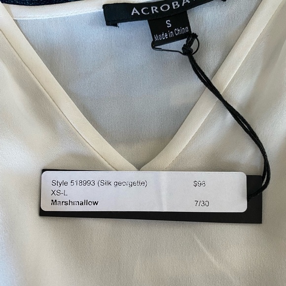 Acrobat Silk White Blouse Top Size Small - Picture 5 of 7